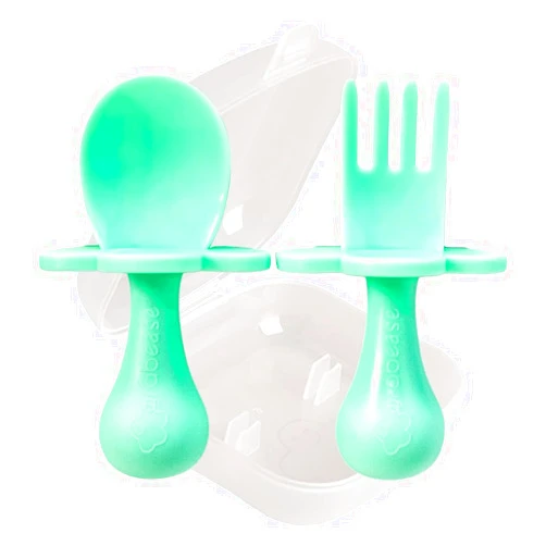 Grabease Baby Spoons Toddler Spoons Baby Silverware Toddler Utensils, BPA-Free & Phthalate-Free for Baby & Toddler, 1 Set, Mint