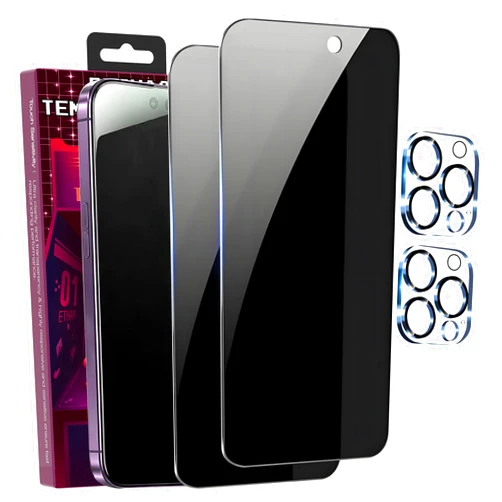 QSEVNSQ 2+2 Pack for iPhone 13 Pro Privacy Screen Protector with Camera Lens Protector，9H Tempered Glass，True25°Anti Spy， Full Coverage Case Friendly