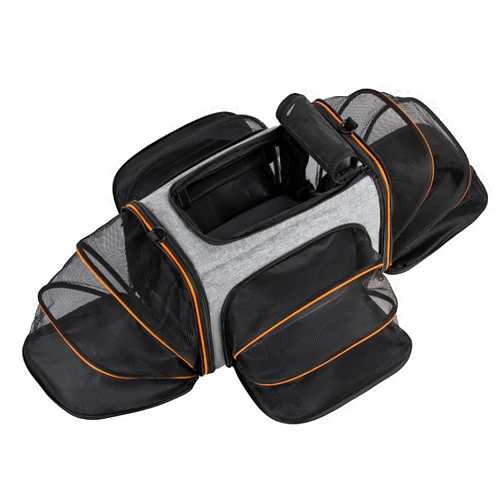 GoHimal Pet Carrier Airline Approved Pet Carrier,4 Sides Expandable Cat Carrier Bag Large Soft Sided Pet Travel Carrier Dog Carrier Backpack with Remove Fleece Pad (Large, Orange)
