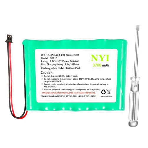 NYI Upgraded 3700mAh Battery Compatible with DSC IMPASSA 9057 SCW9057 SCW9055, 6PH-H-4/3A3600-S-D22 Replacement, 7.2V Rechargeable Ni-MH Battery for ADT Control Panel