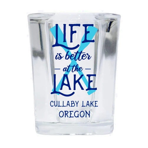 R and R Imports Cullaby Lake Oregon Souvenir 2 Ounce Square Base Liquor Shot Glass Paddle Design