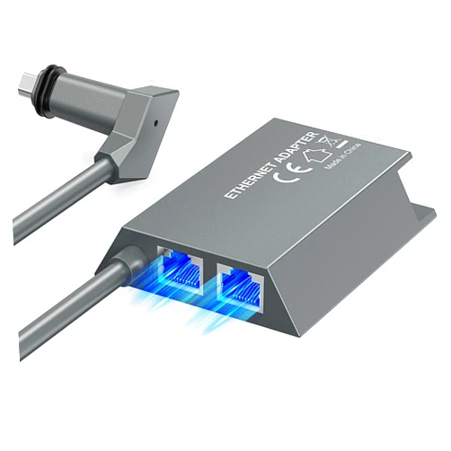 LUCMO Multi Ports Starlink Ethernet Adapter for Starlink Gen 2 Wired External Network, 2 Ports Starlink Ethernet Adapter 1 to 2 [2 Devices Networked Simultaneously] - Up to 1 Gbps