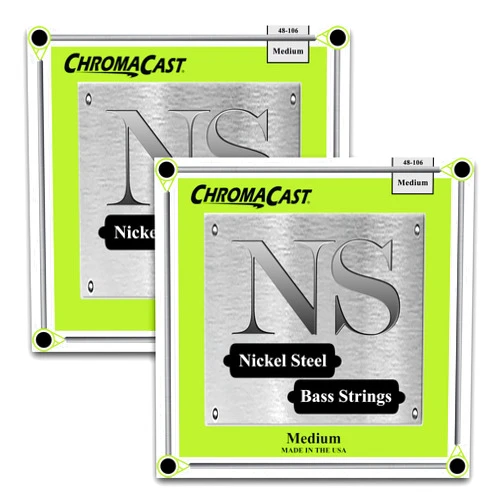 ChromaCast Nickel Steel Bass Guitar Strings, Medium Gauge(48-106), 2 Pack (CC-BS-NS-M-2PK)