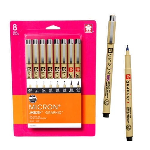 SAKURA Pigma Micron Fineliner Pens - Archival Black Ink Pens - For Writing or Drawing - Holiday Gifts for Artists, Crafters & DIY Gifts Projects - Assorted Point Sizes - 8 Count
