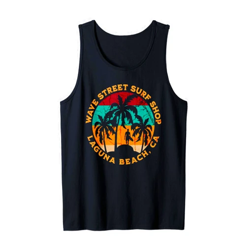WAVE STREET SURF SHOP Wave Street Walking through the Palm Trees Surf Shop Graphic Tank Top