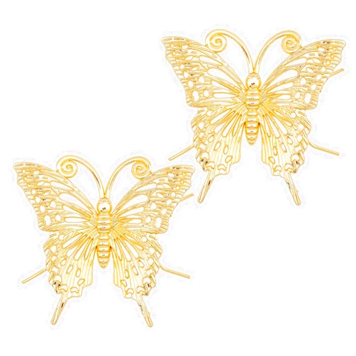 FINGERINSPIRE 2 Pcs Gold Butterfly Sculpture 2.8x2.6x1.4 inch Solid Metal Butterfly Figurine 3D Butterfly Model Ornament Golden Animal Figurines for Home Office Garden Desktop Decor