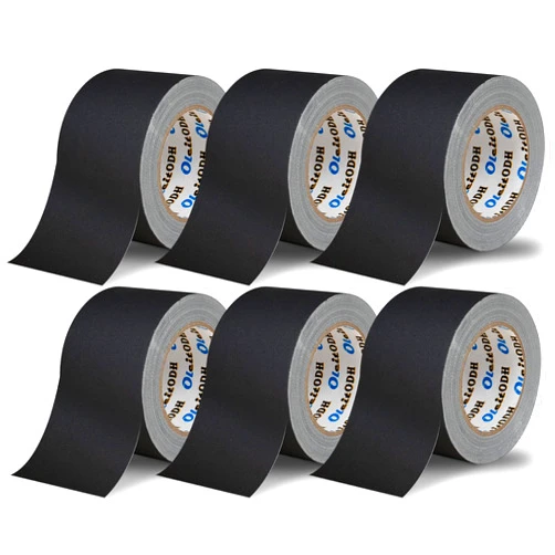 Oleitodh 3 Inch Black Gaffers Tape Bulk, 6 Roll Multi Pack, 30 Yards per Roll, Heavy Duty Gaffers Tape Easy Tear, Non Residue Gaff Tape, Waterproof Matte Cloth Gaffing Tape for Photography, Filming, Stage Use