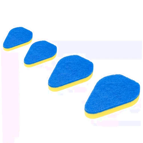 WIHQIBVCE 4 Sponges for Scrub Cleaning Brush with Long Handle 35 inch - Durable Kitchen Sponge Double Side Scrub Sponge Cleaning Sponge for Baseboard Shower Bathroom Bathtub Tile Dish