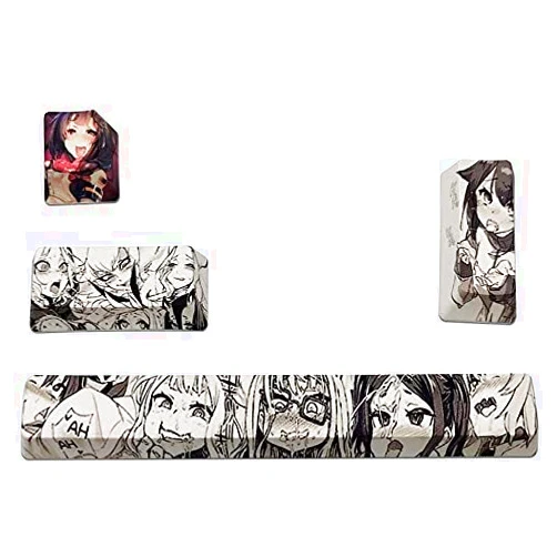 Benemate Japanese Anime Keycaps, 4 Keycap Set, Dye-subbed PBT Spacebar Keycap, Esc Enter Keycaps for DIY Gaming Mechanical Keyboard