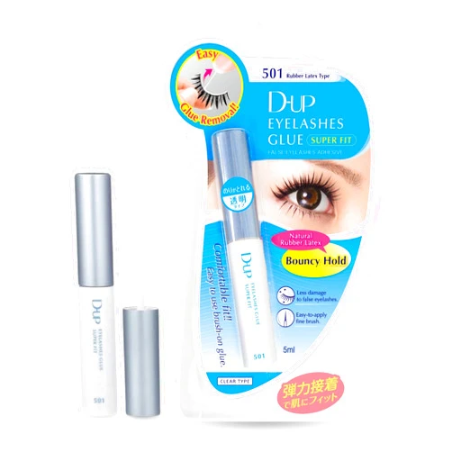 D-UP Lash Glue, Eyelash Glue, Clear Rubber Lash Glue, Waterproof Lash Cluster Glue, Eyelash Adhesive, Strong Hold, 24H Long Lasting, Hypoallergenic False Eyelash Adhesives, 501 Clear Rubber 1 Count