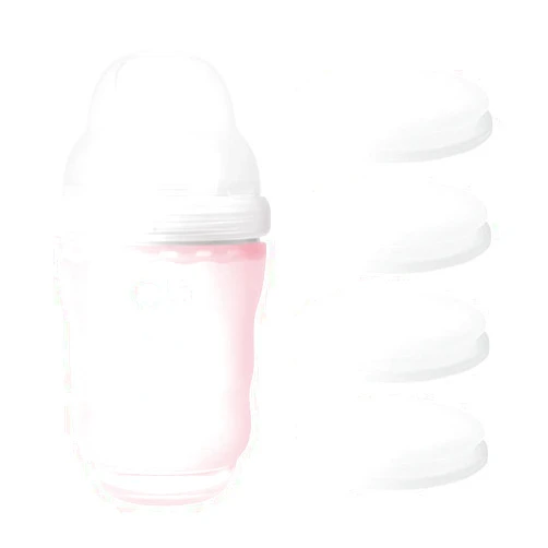 Olababy Gentle Bottle (8oz, Rose) + Travel Cap/Storage Cap Bundle