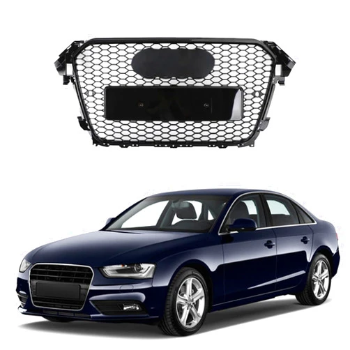 AutoJoy Club Front Bumper Grille Honeycomb Mesh Grille Compatible with 2013 2014 2015 2016 Au*di A4 S4 B9 RS4 Sport Mesh Front Bumper Grille w/emblem