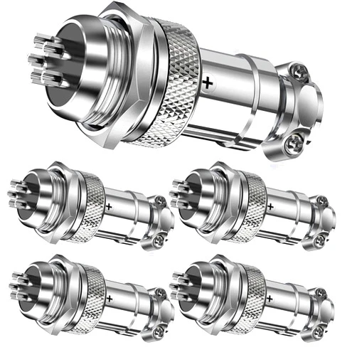 DeguangXin Aviation Plug Connector 5 Pairs GX16-5 Aviation Plug Male Female Panel Metal Wire Connector 16mm Socket (5 Pcs Male+5 Pcs Female 5 Pins Aviation Plug)