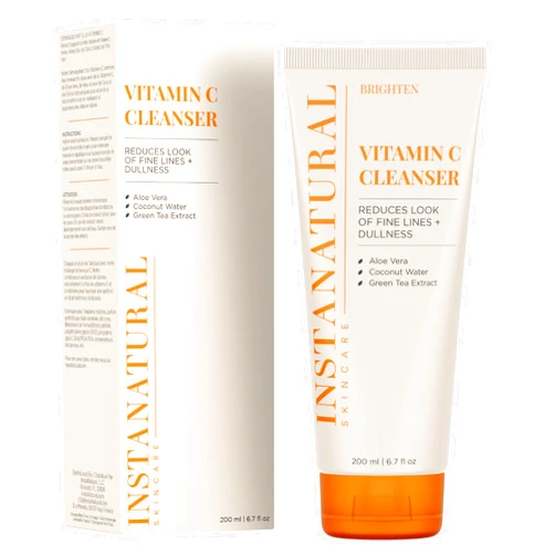 InstaNatural Vitamin C Cleanser Face Wash, Brightens and Reduces Signs of Aging, Fine Lines and Uneven Texture, with Coconut Water and Aloe Vera, 6.7 FL Oz