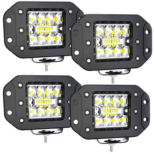 TURBO SII LED Light Bar TURBO SII 4Pcs 3x3 4.5inch LED Lights Cube Pods Flush Mount Spot Beam Offroad Backup Driving Lighting Front Bumper Bullbar Roof Rack for ATV UTV Pickup Jeep Truck Tacoma Chevy Silverado