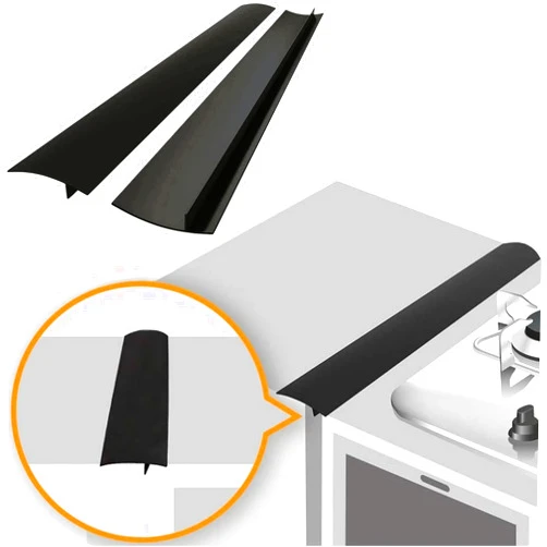 Linda's Essentials Linda’s Essentials Silicone Stove Gap Covers (2 Pack), Heat Resistant Oven Gap Filler Seals Gaps Between Stovetop and Counter, Easy to Clean Stove Gap Guard (21 Inches, Black)