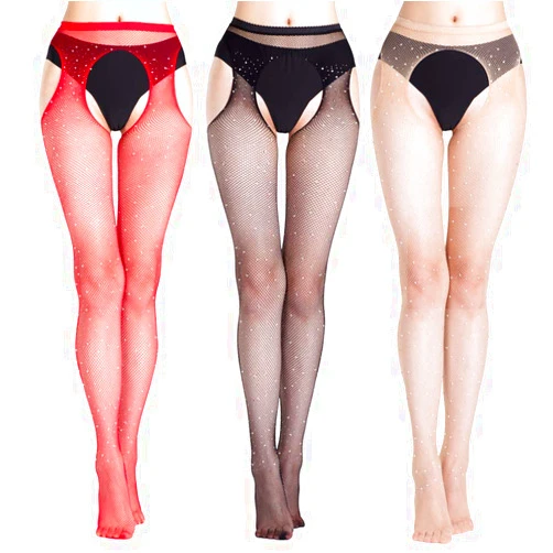 Shecret Women's Fishnet Stockings Glitter Rhinestone Stocking Sparkly Tight 3Pack