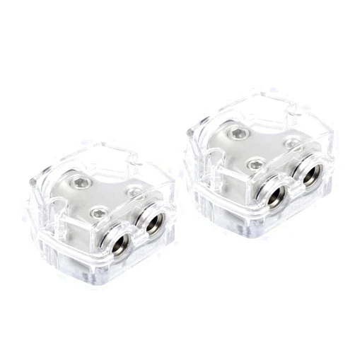 ZOOKOTO 1X0GA In/2X4GA Out Power Distribution Block, Auto Car Audio Amplifier 1 in 2 Ways Fuse Holder Circuit Protector (2 Way 2Pcs)