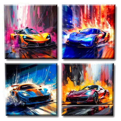 DJSYLIFE Car Posters Men Room Decor Canvas Printed Supercar Car Wall Art Racing Pictures Teen Boys Room Decor Modern Artwork for Man Cave Office Home Decorations