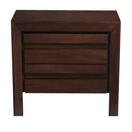 Modus Furniture Solid Wood Nightstand, 2-Drawer with Charging Station, Element - Chocolate Brown