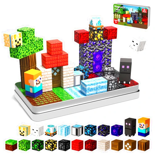 Magneverse 45 PCS 0.8in Mini Magnetic Blocks - Travel Magnet Toys for Kids with Portable Metal Box, Stacking Magnets, for Boys and Girls Age 3+ Years Old (Theme: Portal)
