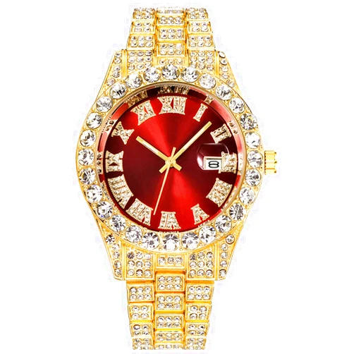 SENRUD Unisex Watch Fashion Crystal Diamond Watch Mens Womens Quartz Analog Watch Stainless Steel Big Face Wrist Watch