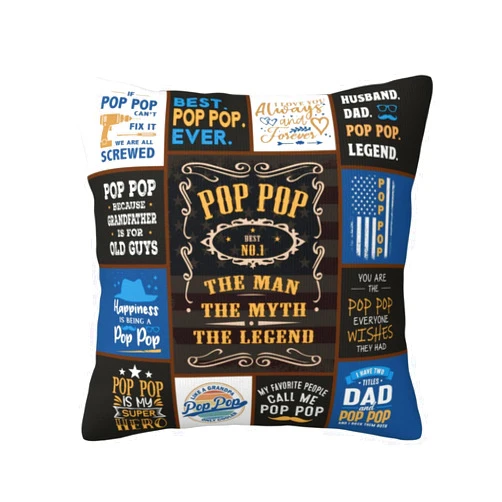 Skizbcw Christmas Pop Pop Gifts, Pop Pop Gifts from Grandkids, Pop Gift, Xmas Gifts for Pop Pop, Poppop Gifts Throw Pillow Covers 18×18 Inches