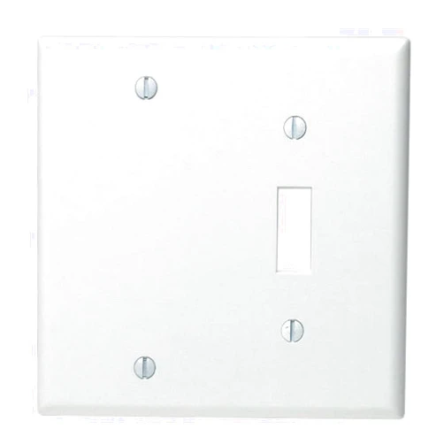 Leviton 88006 2-Gang 1-Toggle 1-Blank Device Combination Wallplate, Standard Size, Thermoset, Box Mount, White