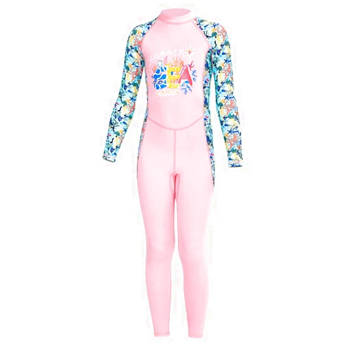 DIVE & SAIL Kids Full Body Swimsuit One Piece Long Sleeve Wetsuit Skin Sun Protection Sunsuit Swimwear for Boys Girls