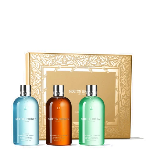 Molton Brown Woody & Aromatic Body Care Gift Set - Trio of 10 fl. oz. Luxury Scented Bath & Shower Gel, Body Wash Set