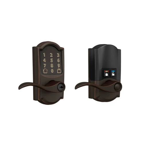 Schlage Encode Smart Wi-Fi Lock with Lever Handle, Touchscreen Keypad, Keyless Entry Door Lock, App Control, Alexa, Google Home and Airbnb Compatible, Aged Bronze, FE789WB CAM 716 Acc