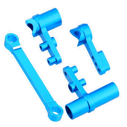 Hobbypark 122057 Aluminum Servo Saver Complete Set Ackerman Plate Blue for Exceed RC HSP Redcat Shockwave Tornado Epx (PRO) S30 Volcano Epx (PRO) S30 1/10 Upgrade Parts 02025 Buggy Truck