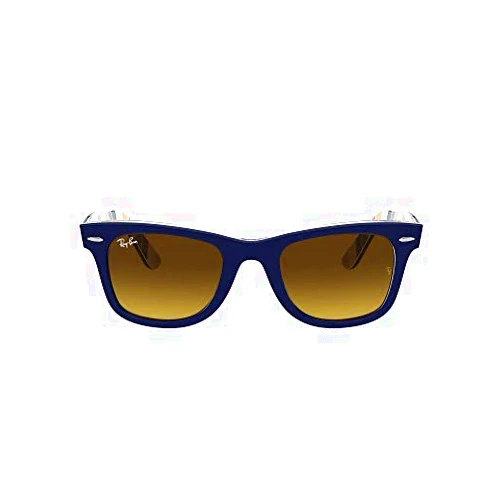 Ray-Ban Rb2140f Original Wayfarer Low Bridge Fit Square Sunglasses Blue on Stripes Orange/Blue/Brown Gradient Dark Brown 54 Millimeters