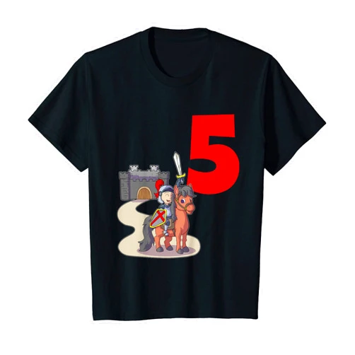 Geburtstagskind 5. Geburtstag Wunsch Motiv Kids Ich bin schon 5 Jahr alt! Ritter Castle Horse Armour T-Shirt