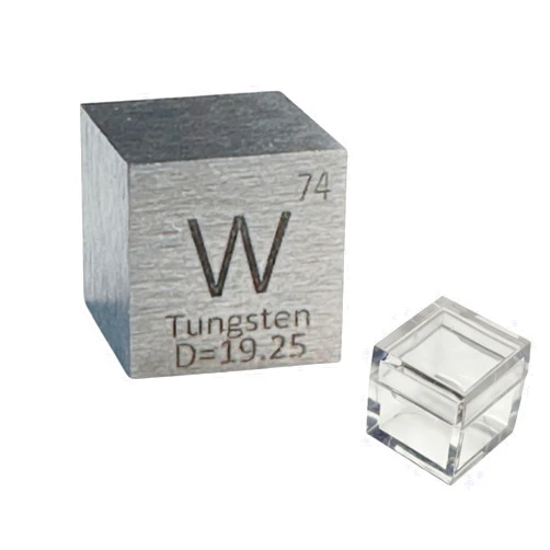 Stawoo Tungsten Cube A Unique Metal Cube Made of 99.95% Pure Tungsten Block, Periodic Table Element Cube Collection,Science Gift for Adults,Engraved Tungsten Cube + Acrylic Box (Tungsten, 0.39inch(10mm)