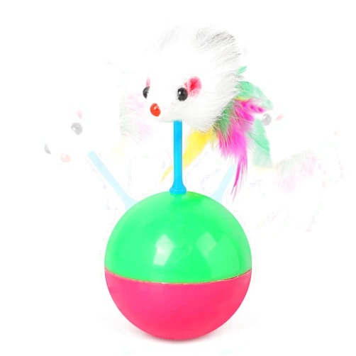 PacabaPacaba Cat Toy, Roly-Poly Mouse Self-Hey Funny Cat SticK Kitten Kitty Anti-Boring Artifact Feather Mouse Toy Interactive for Indoor