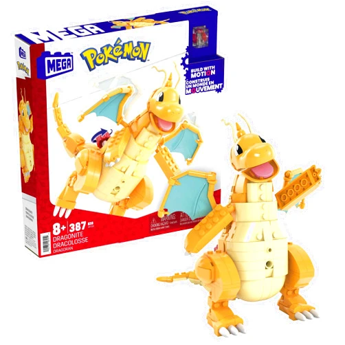 Mega Brands MEGA Pokémon Building Toys Set Dragonite with 388 Pieces, Articulated and Poseable with Motion, 7 Inches Tall, for Kids