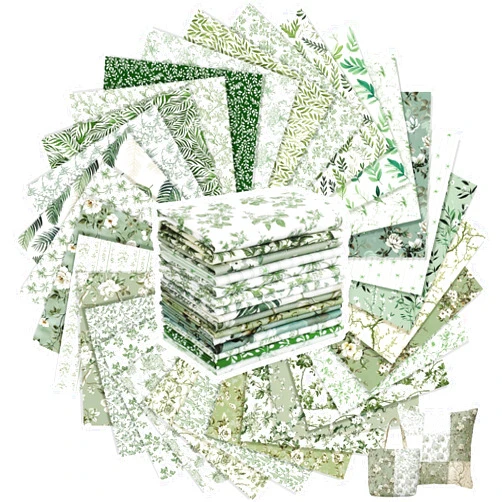 Tatuo 30 Pieces 10 x 10 Inches Sage Green Floral Quilting Fabric Bundle Cotton Squares Patchwork Vintage Greenery Floral Fabric Sewing Bundles Retro Eucalyptus Cloth for DIY Scrapbook Craft Making