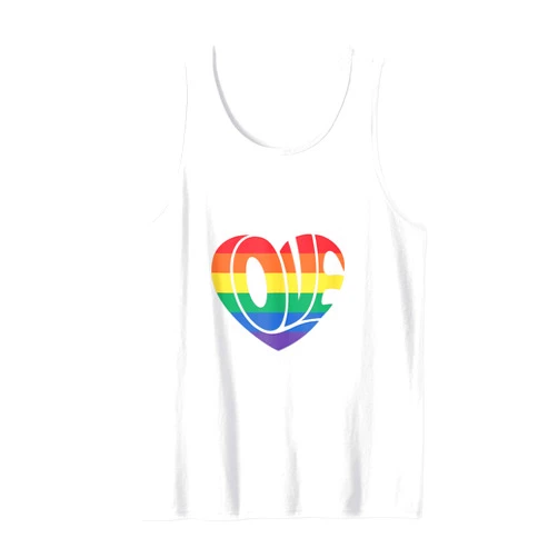 Ally Hate Less Love More, Proud Rainbow, Pride Love More, Pride Month, LGBTQ Ally, Love Wins, Rainbow Heart Tank Top