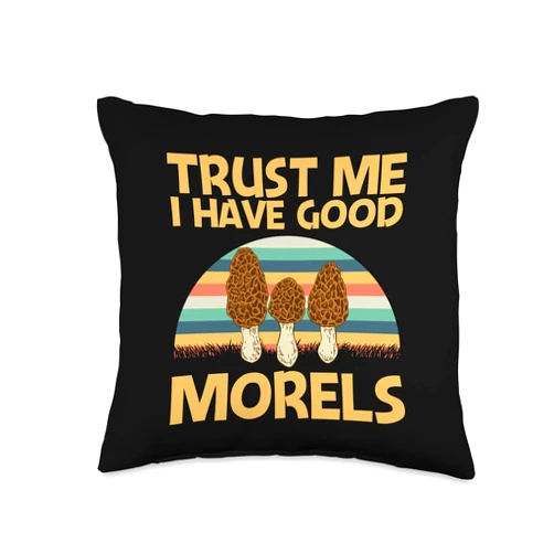 Funny Morel Gift Penny Bun Vegetable Fan Clothing Cute Design for Men Women Morel Mushroom Fungi Hunter Throw Pillow, 16x16, Multicolor