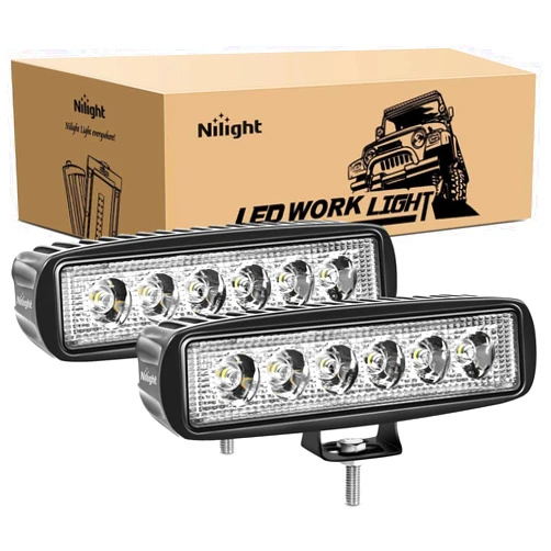 Nilight - 15019S-B Led Light Bar 2PCS 18w Spot Driving Fog Light Off Road Lights Boat Lights Work Light SUV Jeep Lamp,2 years Warranty