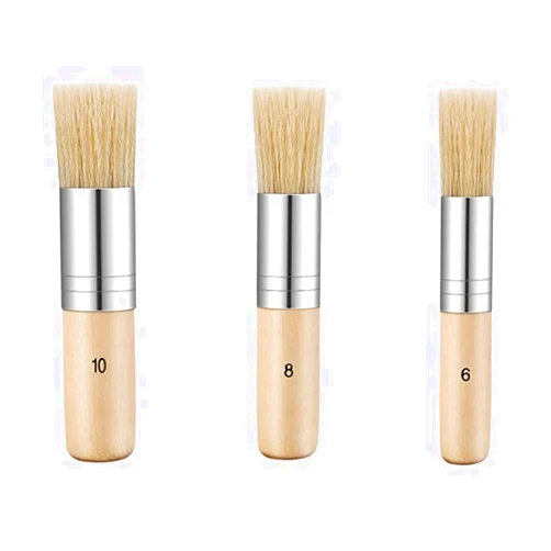 YIUIRUOI 3 Sets of Pig Bristle Brush Set, Art Painting Wooden Brush with Short Handle, Suitable for Oil Painting/Acrylic Painting