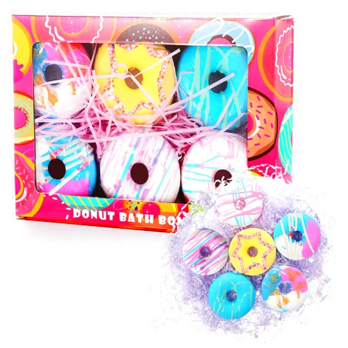 Leelosp Christmas Gift, 6 Pieces Donut Bath Bombs Set, Handmade 2.8oz Large Natural Bath Bombs with Essential Oils Moisturizing Aromatherapy Shower Steamers Bubble Bath Balls Spa Gifts for Women Girls