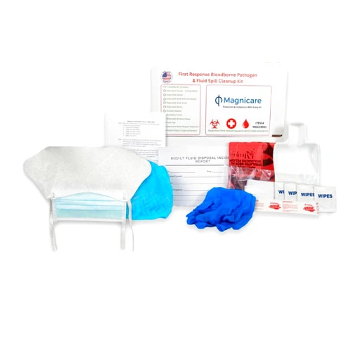 Magnicare First Response Spill Kit in A Bag - Be OSHA Compliant | Bloodborne Pathogen & Vomit Cleanup Kit: Comprehensive Spill Response for Bodily Fluids, Ideal for Schools, Restaurants, clinics.