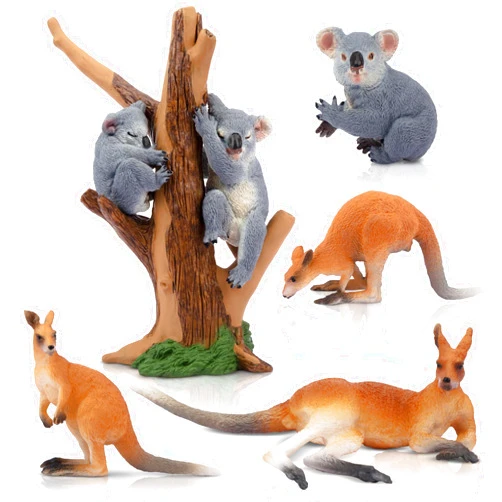 Toymany 7PCS Australian Wildlife Animal Figurines Includes Koala and Kangaroo Figure Toy, Plastic Forest Animal Figures Toy Set, Cake Toppers Christmas Birthday Gift for Kids Toddlers
