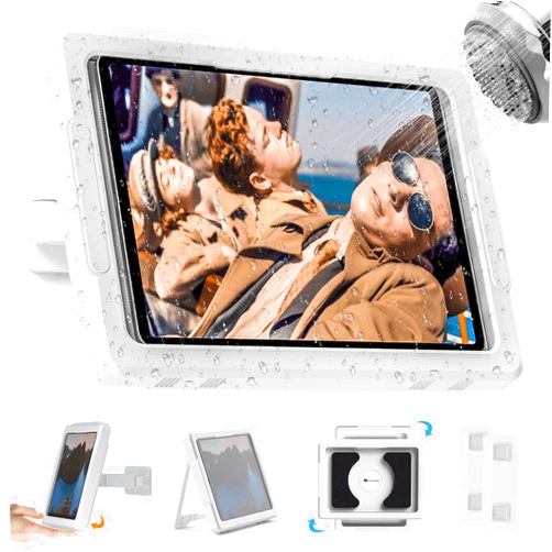 Mistriddle Shower iPad Holder Waterproof with 480° Rotation Retractable Adjustable, Wall Mount Up to 11