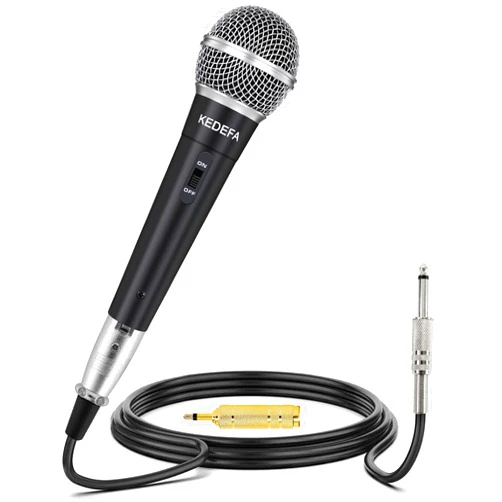 KEDEFA KM58 Handheld Wired Karaoke Microphone, Cardioid Dynamic Vocal Mic with 13.12ft Detachable XLR Audio Cable and ON/Off Switch, for Karaoke Singing Machine, Speaker