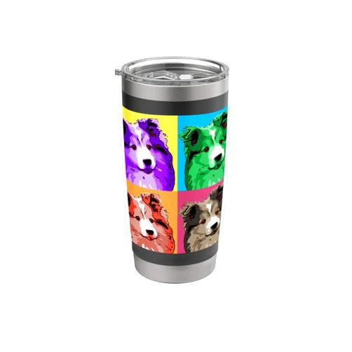 DW Shelties Sheltie Pop Art Style Shetland Sheepdog Stainless Steel Insulated Tumbler