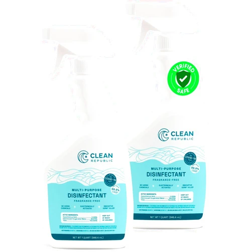 Clean Republic Multi-Purpose Disinfectant - ALL NATURAL Disinfectant Spray - Safe for People, Pets & Plants - Bleach Free and Fragrance Free, Freshens Air & Removes Odors, 32oz - 2 Pack