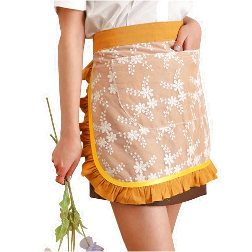 Floosum Waist Apron for women - Lovely Half Apron Cotton Lace Embroidered Server Waitress Apron Short Apron for Womens Girls